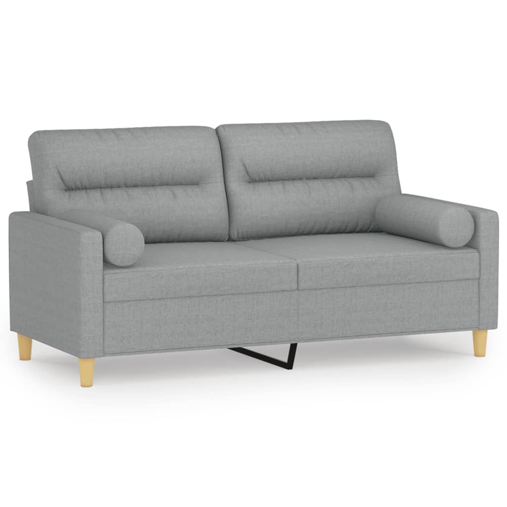 Vidaxl 2-Osobowa Sofa Z Poduszkami, Jasnoszara, 140 Cm, Tkanina