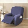 Solid Color Recliner Slipcover 4 Pieces Soft Armchair Cover with Pocket Anti Slip Washable Single Seat Sofa Couch Cover