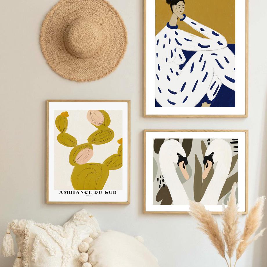 Abstract Striped Girl Line Body Vase Wall Art Canvas Painting  Posters And Prints Hotel Bar Wall Pictures For Living Room Decor