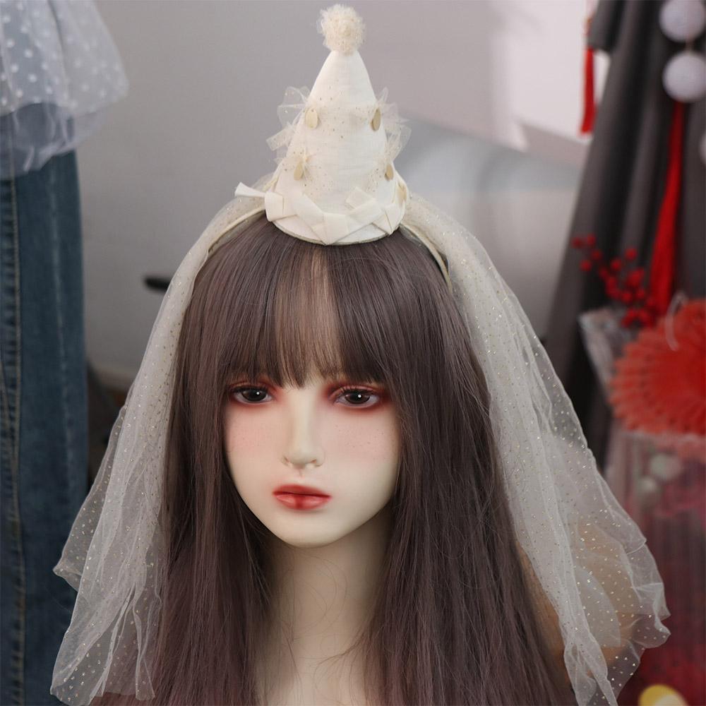 Creative Mesh Bow Headband Soft Birthday Photograph Prop Hair Hoop White Veil Hairband  Girls