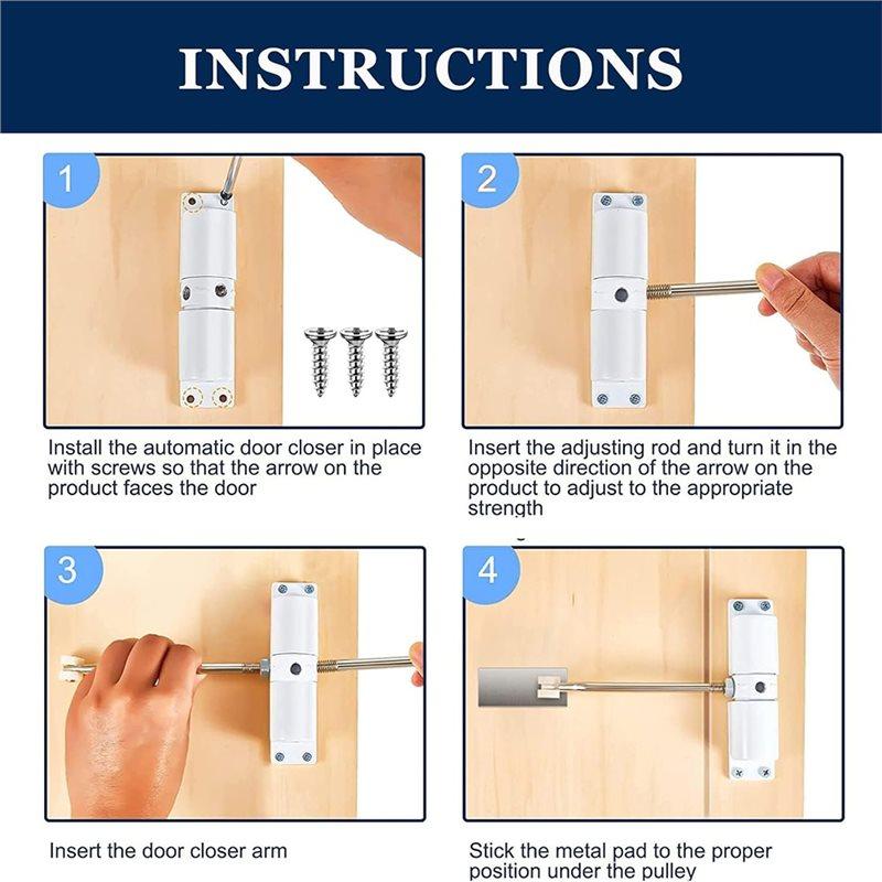 ABBP-Invisibles Door Closing Device, Simple Mute Buffer Spring Hinge,Automatic Home Door Closer,Adjustable Closing Force,2Pcs