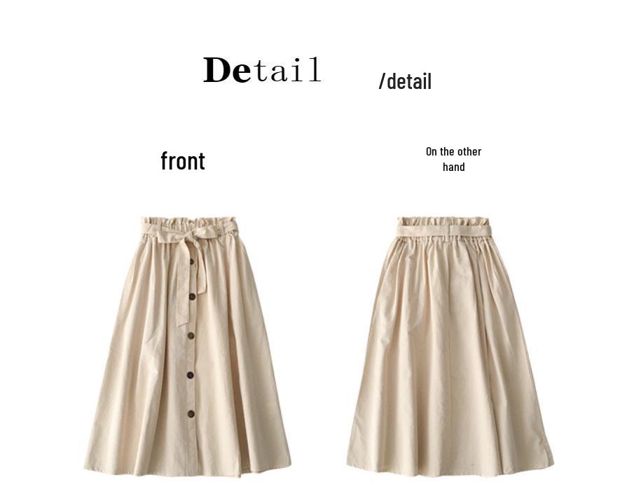 2025 Women's Korean Simple A-Line Midi Skirt: High Waist, Elastic, Versatile for Spring and Autumn