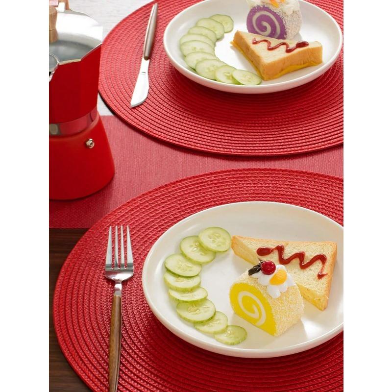 15-Inch Round Woven PP Placemats, Multi-Color Options, Washable Non-Slip Heat-Resistant Table Mats Coasters