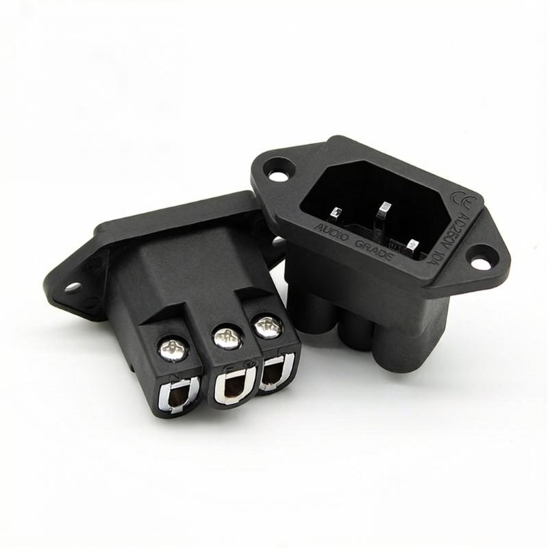 Copper IEC Power Plugs 3 Pin Socket HIFI Amplifiers Power Connectors for Gear and Musical Instrument Enduring