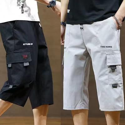 Mode Sommer Casual Cargo Shorts Herren Kordelzug Cropped Hose Sport Elastische Taille Jogger Hip Hop Streetwear Hose
