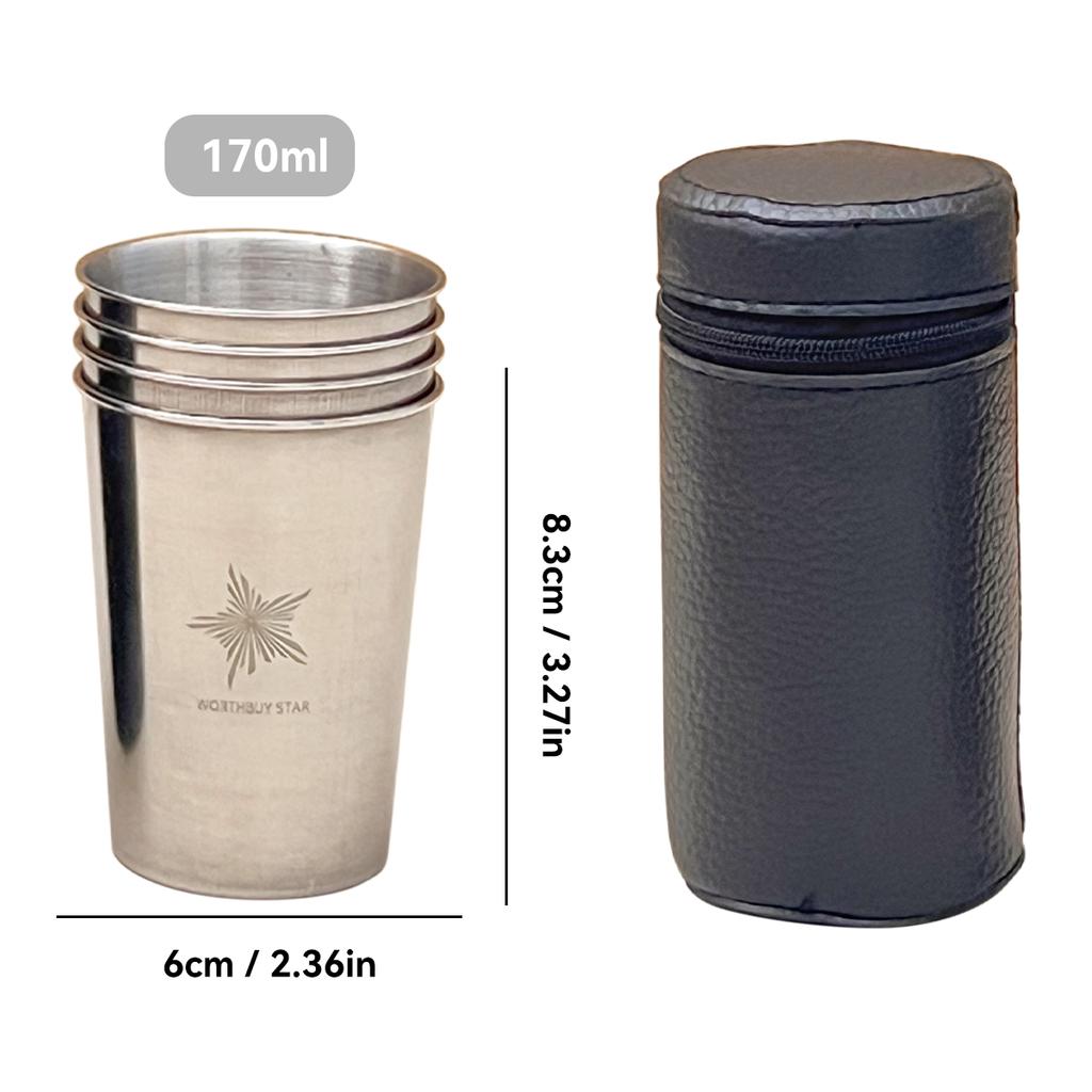WORTHBUY Outdoor Practical Travel Stainless Steel Cups With Bag Portable Camping Mugs Whisky Wine Glasses Drinking Water Mug