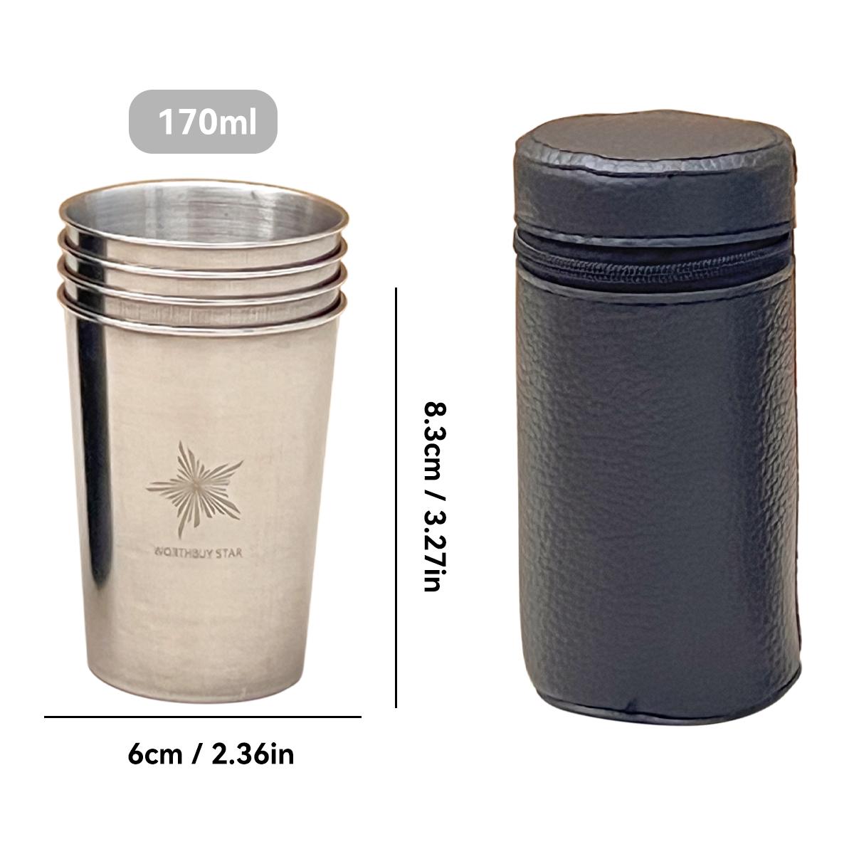 

WORTHBUY Outdoor Practical Travel Stainless Steel Cups With Bag Portable Camping Mugs Whisky Wine Glasses Drinking Water Mug 200ml