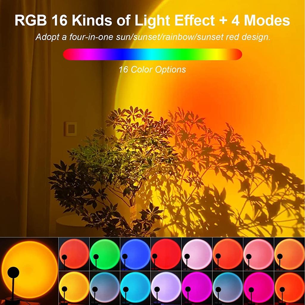 Smart Bluetooth Night Light Rainbow Sunset Projector Lamp   Coffe Shop Background Wall Decoration Atmosphere Table Lamp Light