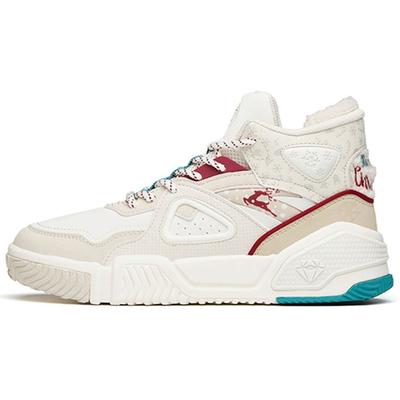 Lifestyle Series Flame Wear-Resistant Breathable Mid-Top Sneakers Women Sneakers Gray White Red 122148088-8