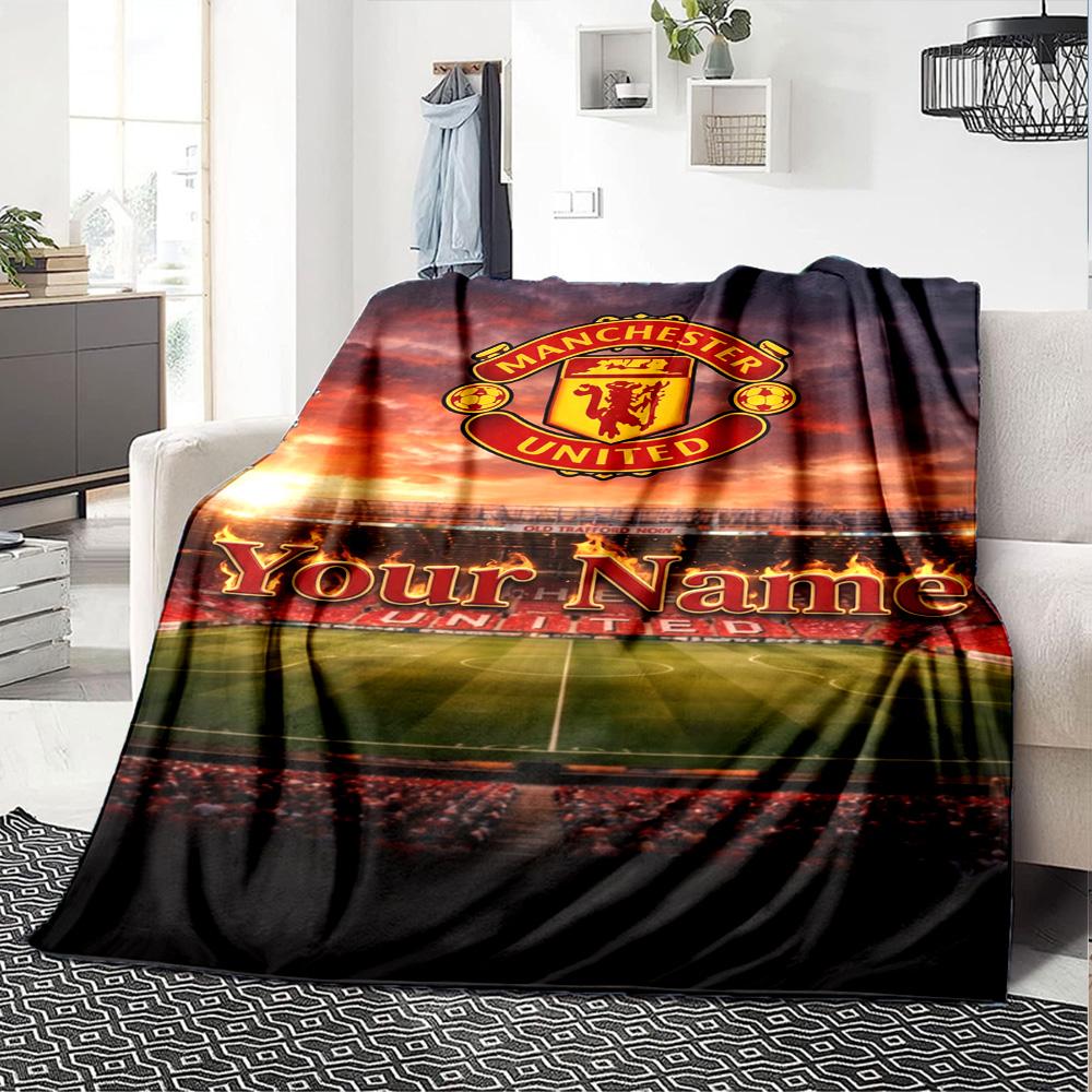 Manchester Personalized Name Blanket Lightweight Customizable Blanket Ultra-Soft Great for Livingroom Chair Couch Picnics All-Season Use