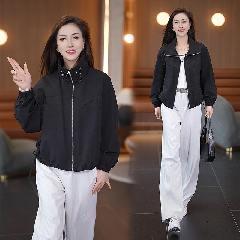 

Women s Lightweight Sun Protection Jacket with Stand Collar for Spring and Autumn – Loose Fit Outdoor Sports Top XL чёрный