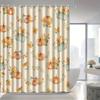 Autumn Pumpkin & Maple Leaf Shower Curtain, Elegant & Fog-Proof, Washable Polyester, Hooks Included, Vibrant Fall Pattern