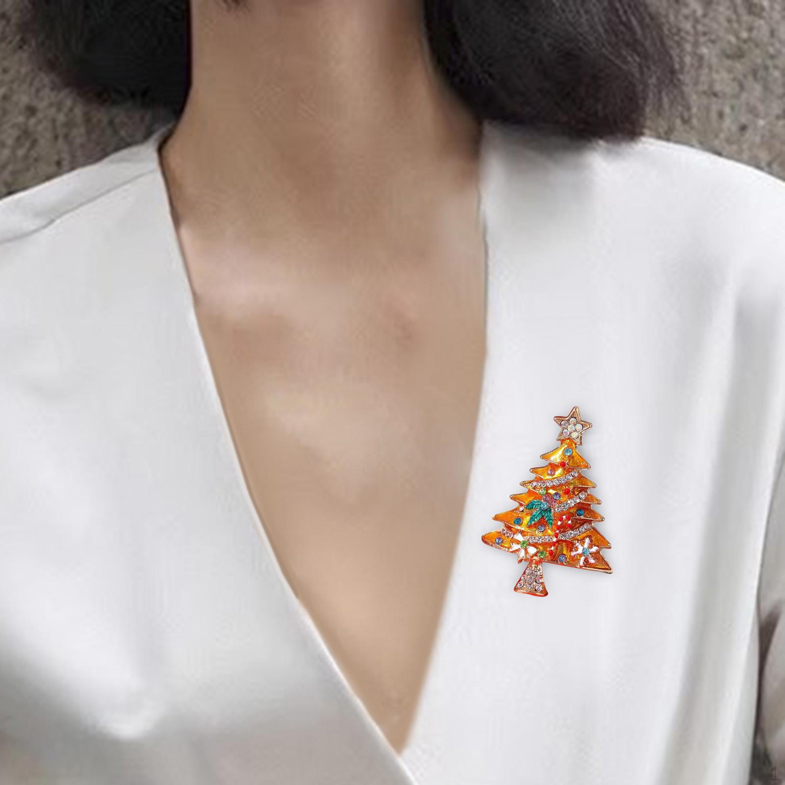 Рождественская брошь, булавка, лацканное украшение, стразы, эмаль, для свитера