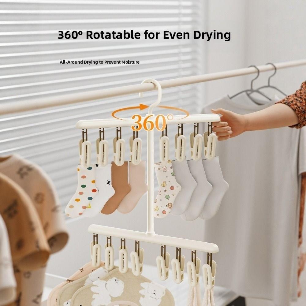 Portable Socks Drying Rack Windproof Clothes Drying Rack with Clips  Household