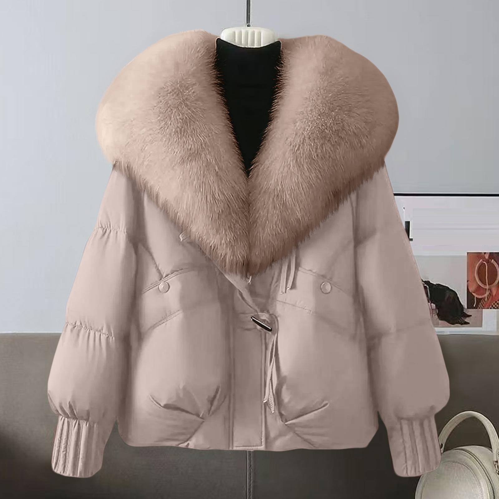 

Women s Color Fashionable Thick Warm Temperament Cotton Jacket With Large Collar Cotton Coat Jacket L хакі