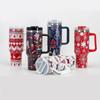 Meoky Creative 5d Christmas 40oz Cup Stainless Steel Vacuum Cups Straw With
