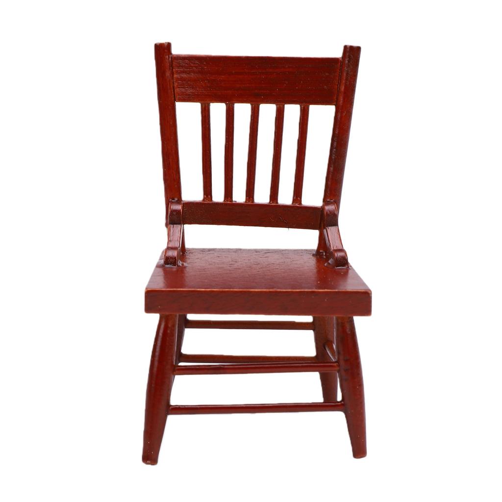 1:12 Scale Dollhouse Chair Miniature Furniture Decorative Wooden Chair for Dollhouse Model Display Chestnut Color