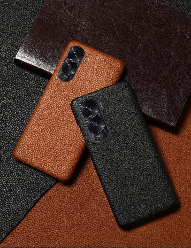 Genuine leather protective cover for Honor X20/X20SE/X10Max with cowhide litchi pattern.