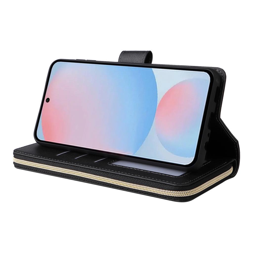 Für Samsung Galaxy A56 5G Hülle Reißverschlusstasche PU Leder Handyhülle mit Handschlaufe