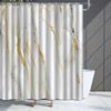 1pc Elegant Marble Pattern Shower Curtain with Hooks - Machine Washable Polyester, Golden & White Design, Perfect for Bathroom