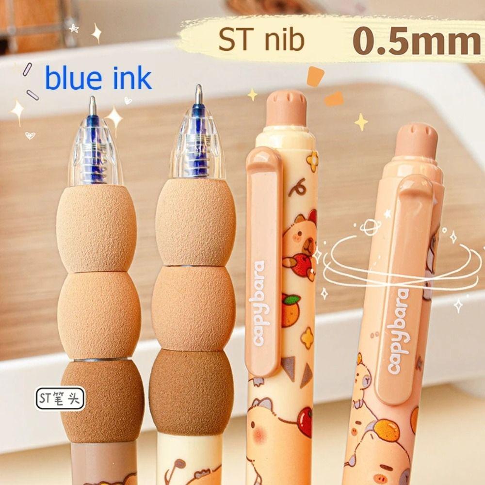 4PCS Aesthetic Capybara Erasable Pen Cartoon 0.5mm Gel Pen Cute Writing Pen Office Supply