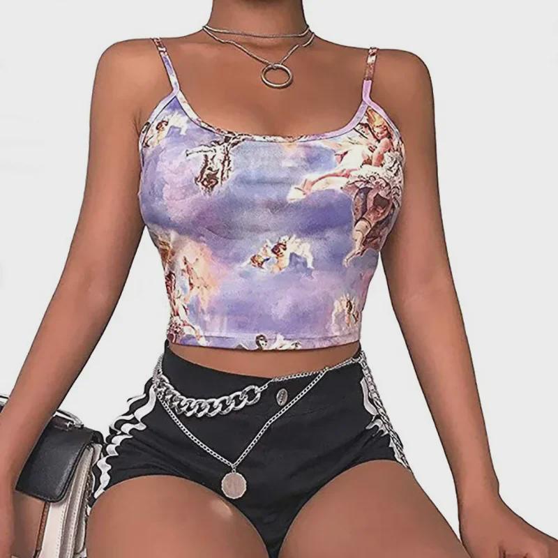 2024 Spring/Summer Women's Angel Cupid Print Sling Tank Top