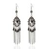 Bohemian Diamond Fringed Earrings Fashion Ethnic Style Temperament Ear Hook Hollow Water Drop Shaped Versatile Earrings