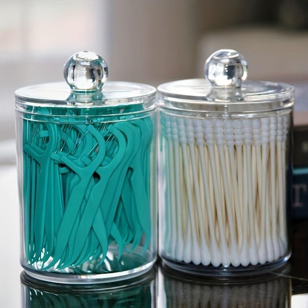 2/3/4Pcs Dust-proof Qtips Storage Holder Set Save Space Apothecary Container Jar  Cotton Pad