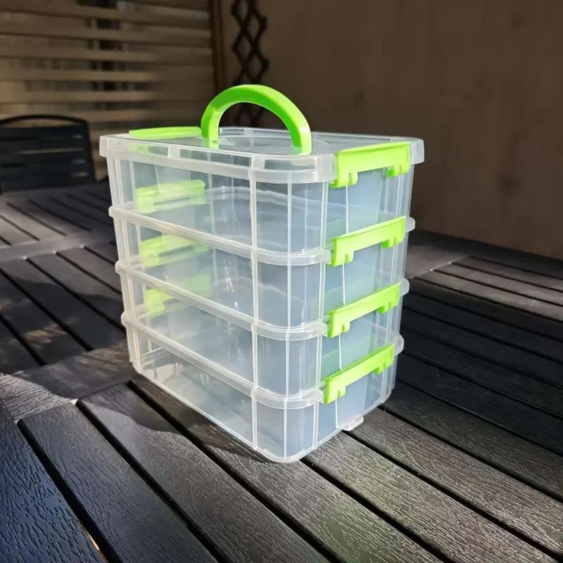 4-Layer Stackable Transparent Plastic Storage Box Cover Partitioned Drawer Storage Box Jewelry Box Portable Organizer Box