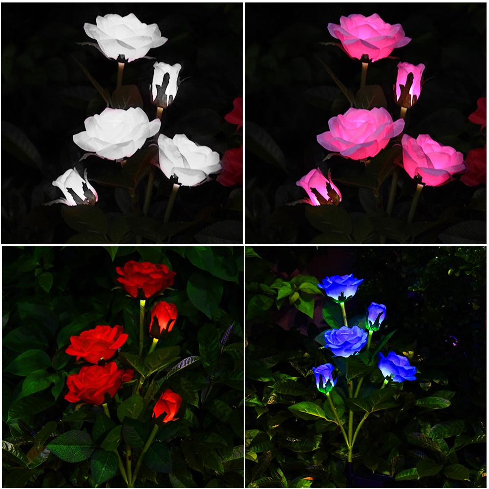 LED Solar Simulation Rose Flower Light Waterproof Garden Landscape Lamp Outdoor Lawn Lamp Home Xmas Decorative Flower Lights
