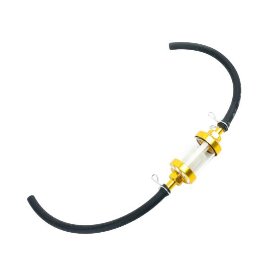 Synligt Genomskinligt Bränslefilter i Glas med Förtjockad 5/16-tums Bränsleslang Och Slangklämmor Universellt Oljefilterkit för Motorcyklar Gräsklippare Småmotorer