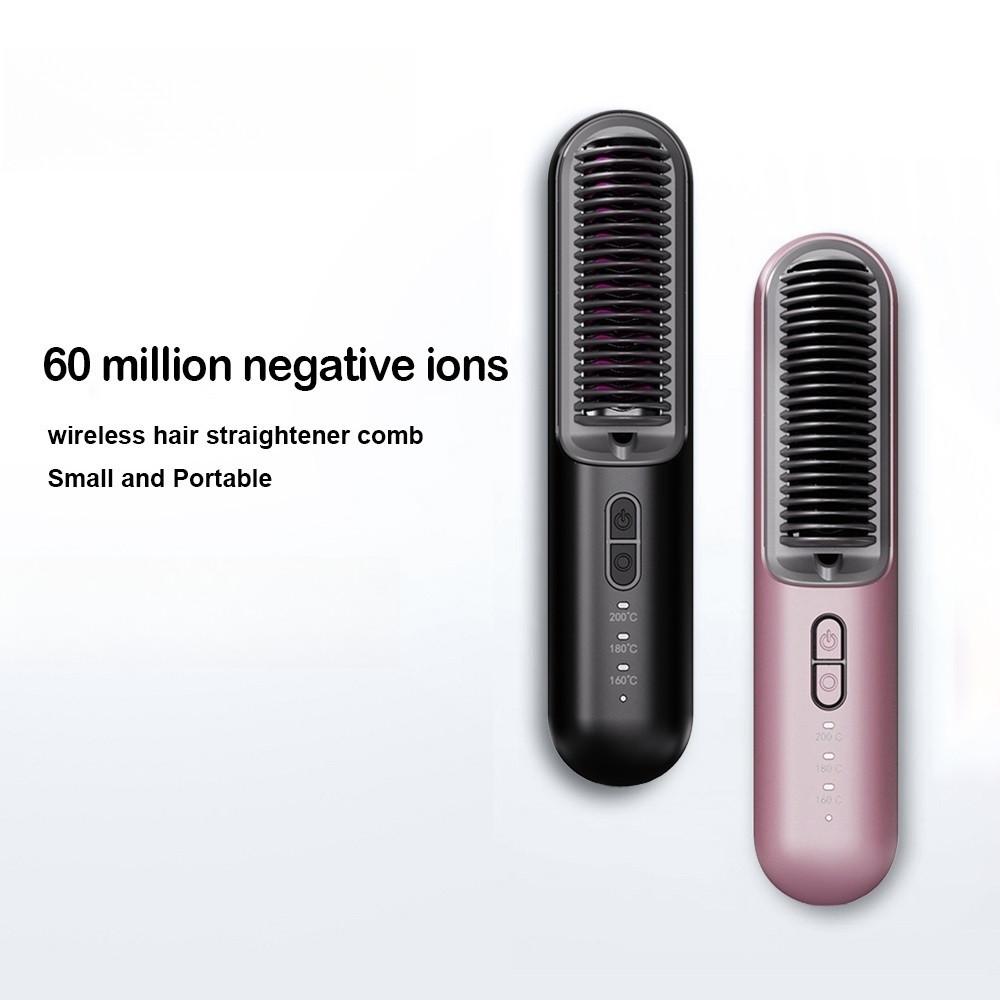 Wireless Hair Straightener Comb Negative Ion Hair Care Hair Curler USB Rechargeable Professional Hair Straightening Brush