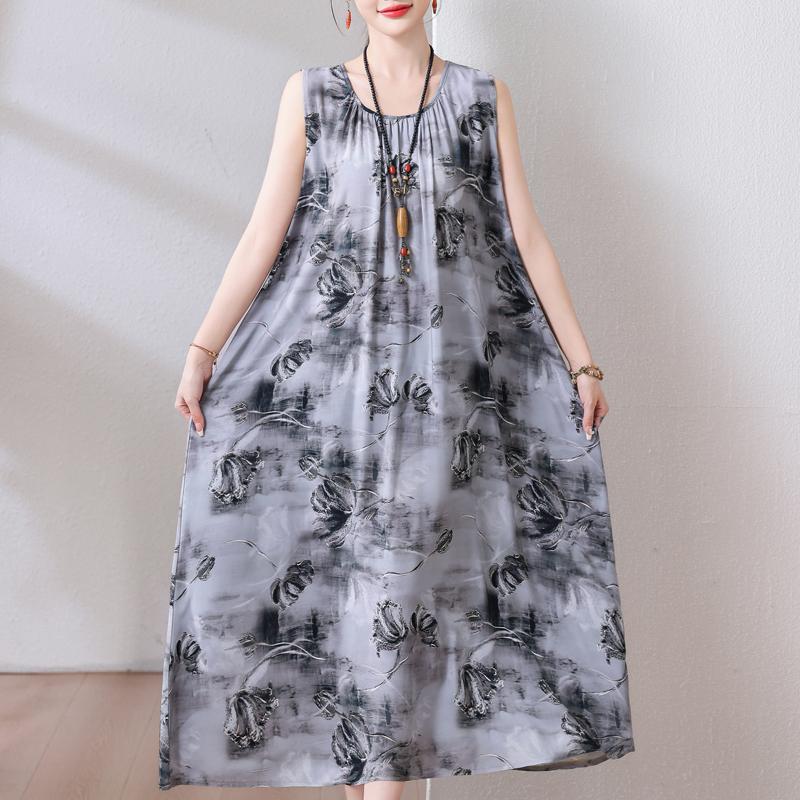 Plus Size Summer Long Dress for Women Clothes Elegant Sleeveless Loose Casual Dress