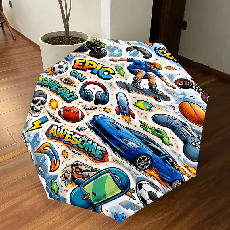 1PC Sports Games Umbrella-8-Rib Reinforced, Automatic Open, Lightweight & Durable, Fashion Accessory for Outdoor, J0358