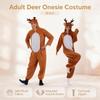 Combinaison Renne Adulte Costume de Noël Combinaison intégrale avec Capuche à Bois Fermeture Éclair Tenue Cosplay Animal pour Fête de Noël Spectacle sur Scène