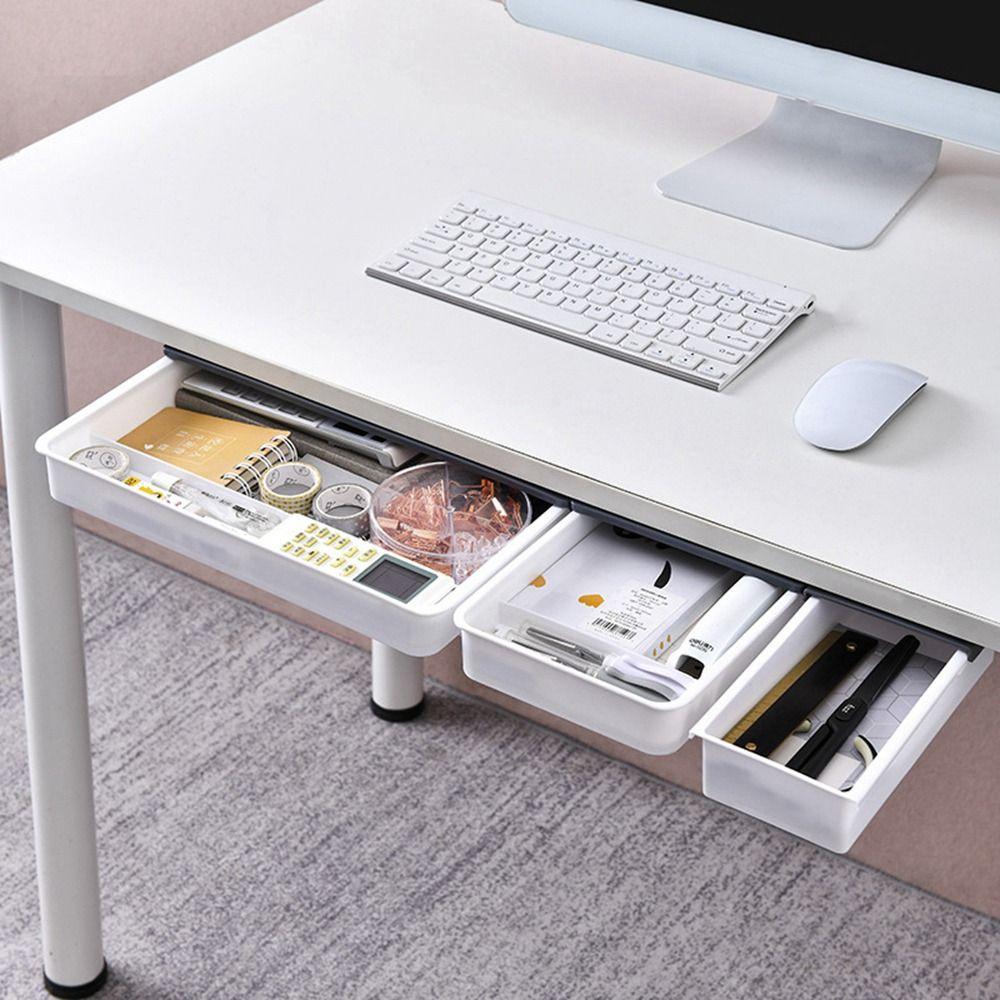 Plastic Under Desk Drawer Invisible Stationery Organizer Multifunctional Hidden Storage Box School