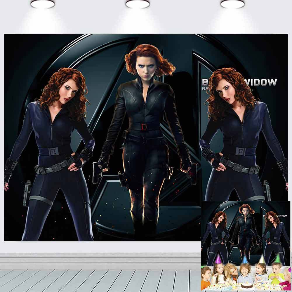 108. Black Widow Party Supplies Backdrop Banner Poster Party Decorations Vinyl 7*5ft