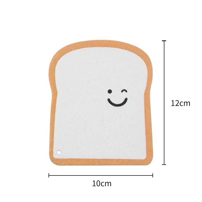 Cartoon Toast Compressed Wood Pulp Sponge Scrubber for Kitchen Cleaning