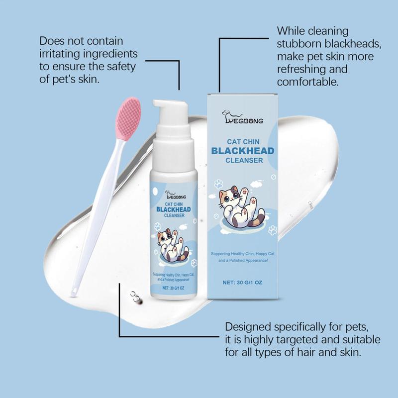 Cat Chin Cleaner 30g Blackhead Cleaning Lotion Pet Chin Acne Care Brush Grooming Supplies Tooth Stain Remover For Dogs Cats