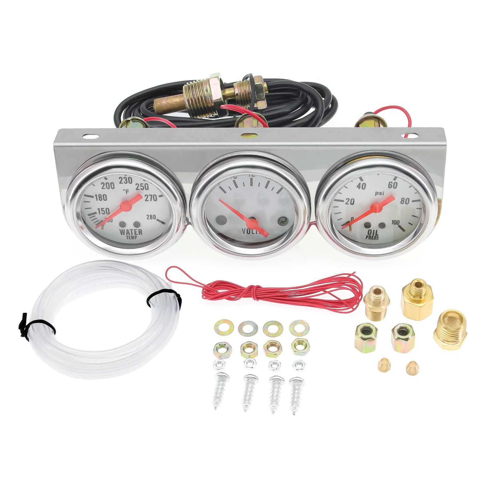 

3 в 1 автомобильный счетчик тройной датчик температуры воды, напряжения, давления масла, автоматический датчик, светодиодный датчик температуры, напряжения, комплекты для автомобиля, морского грузовика белый