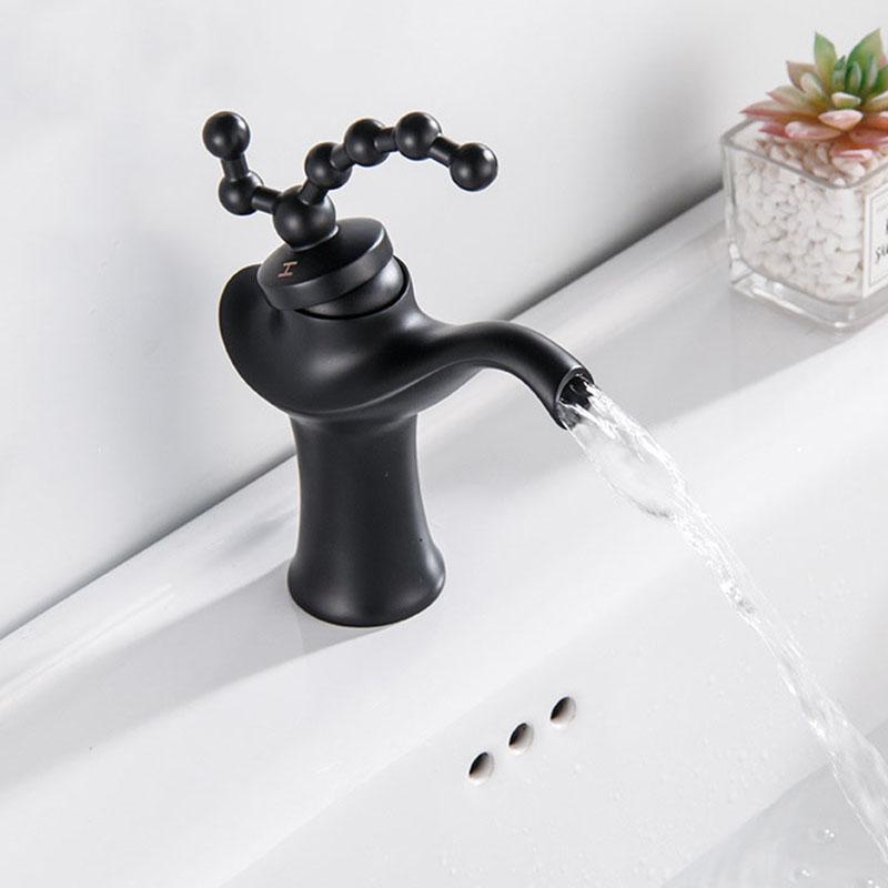 Retro Table BasinFaucet Brass Gun Gray Hot and Cold Mixed Faucet Deck-mounted Sink Tap Creative Single Handle Single Hole Tap