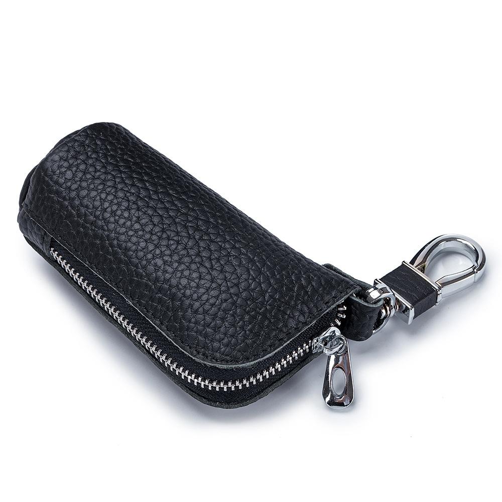 Bucket Key Bag Women's Soft Cowhide, Multi-functional Change Bag Mouth Red Envelope, Men's Zipper Practical Household Key Bag