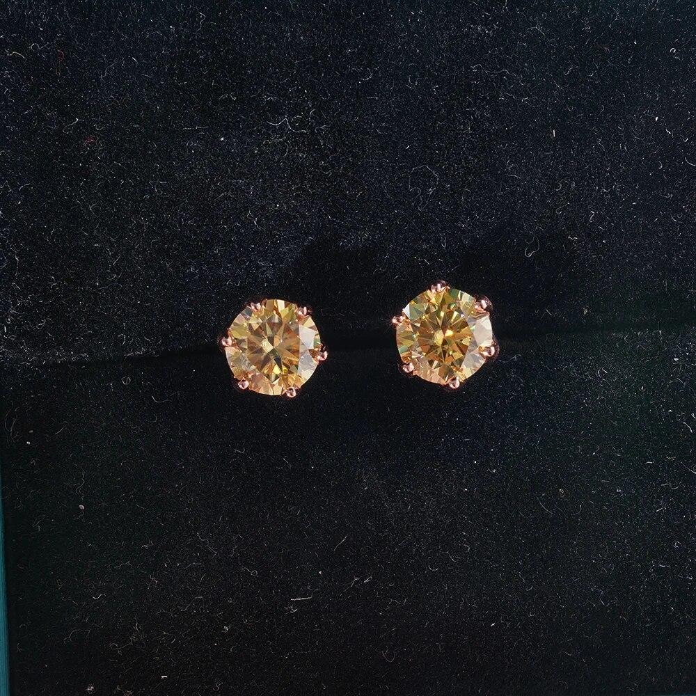 Kolorowe Kolczyki Moissanitowe 1CT Srebro S925 Platerowane 18k Błyszczące Sztyfty Do Uszu Delikatna Biżuteria Certyfikowany Kamień GRA Kobiety Mężczyźni