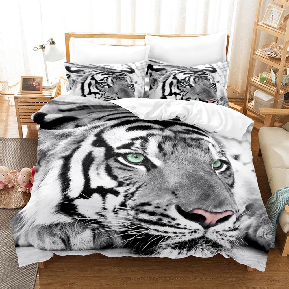3D Digital Printing Three-Piece Set, Chinese Tiger Picture 3D Digital Printing Bedding Kit