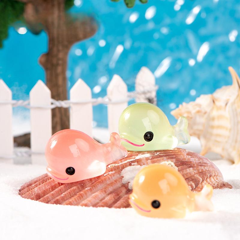 Glow-in-the-dark Dolphin Resin Decoration Cartoon Cute Light Little Dolphin Micro Landscape Fish Tank Diy Decorative Materials Accessories