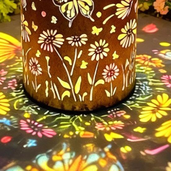 Colorful Solar Floral Lantern Outdoor Metal Hummingbird Solar Light Waterproof Butterfly