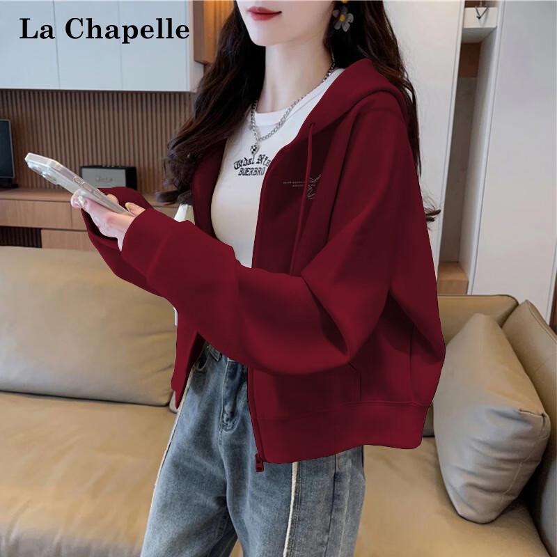 La Chapelle Women s Cropped Zip-Up Hoodie L
