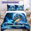 3PC Custom Name Ethereal Dragon Fantasy Bedding Set Printed Bedding Set Duvet Cover Closure Includes 1 Duvet Cover & 2 Pillowcases for All Seasons Bed