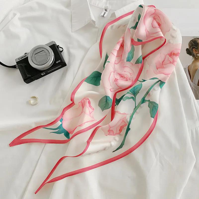 WTEMPO Retro Elegant Fashion Women's Flower Printed Soft Thin Silk Scarves Spring Summer Versatile Casual Outdoor Sunscreen Scarves