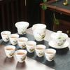 Company event business gifts, printed mutton fat jade porcelain Kung Fu tea set set, home gift gift